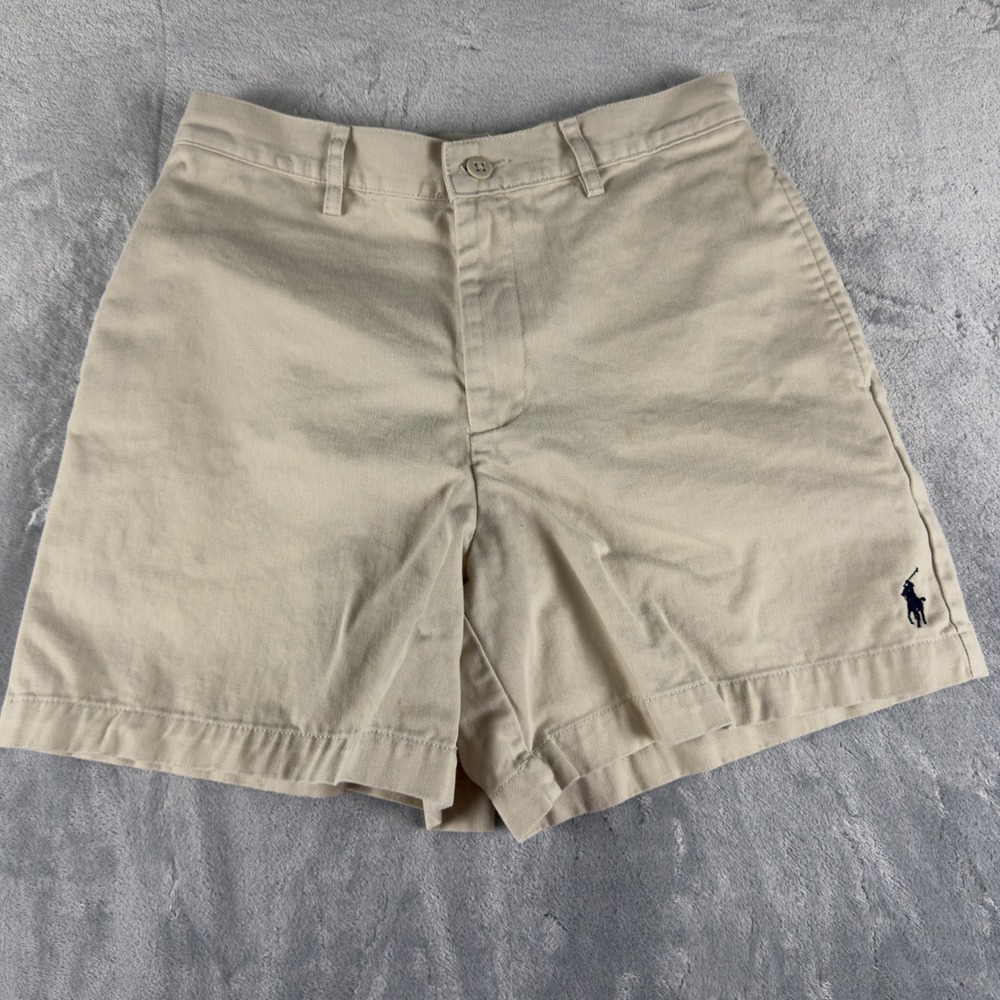 Ralph Lauren Sport Women Khaki Chino Shorts Tan Cotton Size 2 Pony Logo